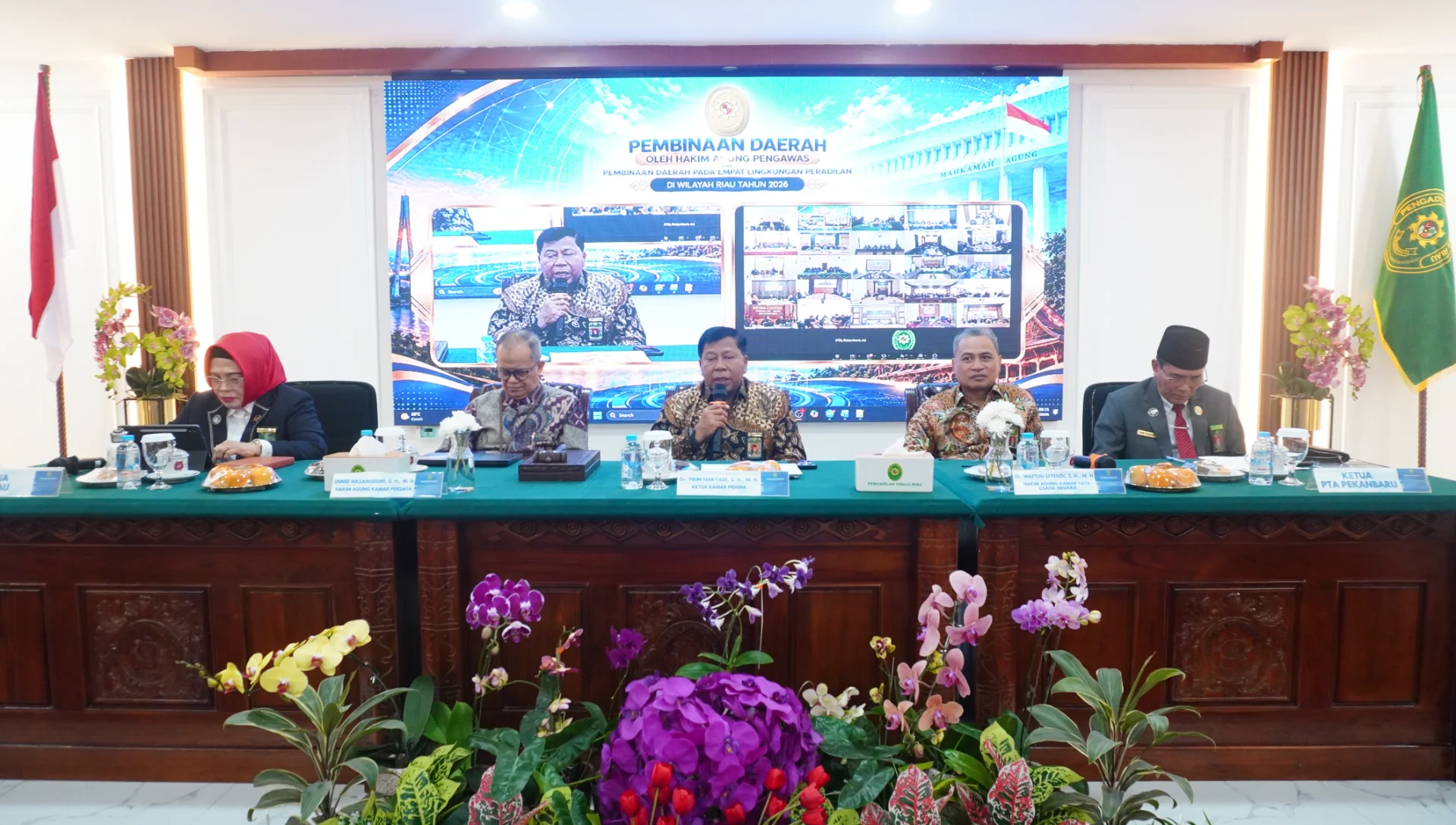  Pengadilan Militer I-03 Pekanbaru mengikuti kegiatan Pembinaan Daerah Wilayah Riau oleh Hakim Agung Pengawas dan Pembina Daerah pada empat lingkungan peradilan Mahkamah Agung 
